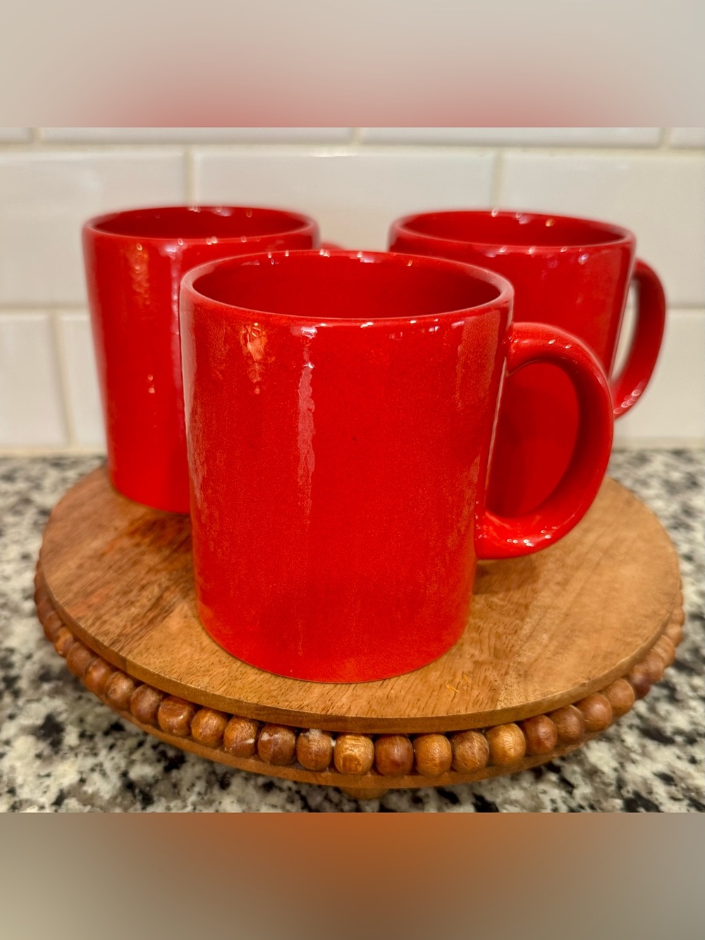 Waechtersbach Cherry Red Ceramic Mug Set of 3 Made in Spain EUC